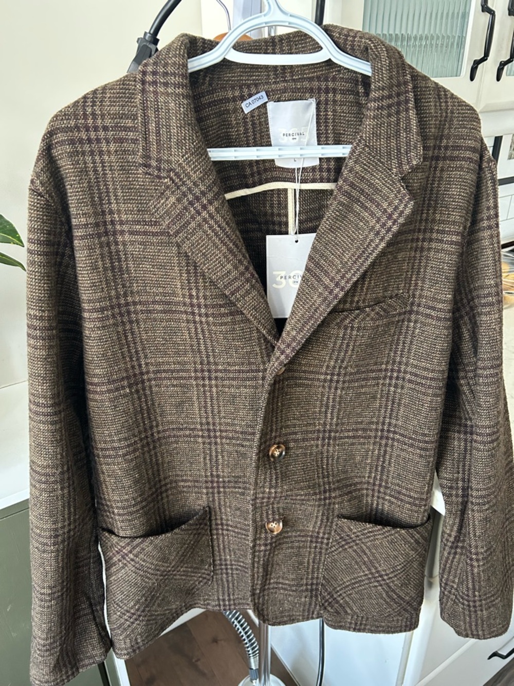 Percival Brown Plaid Wool Blend Sport Coat
